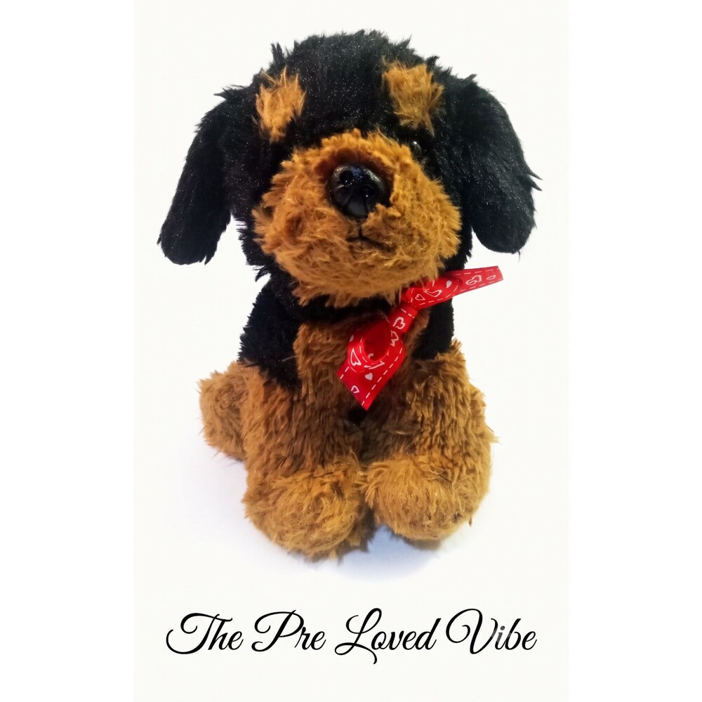 Circo Black Brown Fluffy Rottweiler Sitting Puppy Dog 10" Plush